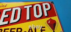 Vintage Red Top Beer Porcelain Drink Ale Brewery Service General Store Sign