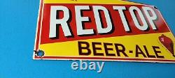 Vintage Red Top Beer Porcelain Drink Ale Brewery Service General Store Sign