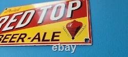 Vintage Red Top Beer Porcelain Drink Ale Brewery Service General Store Sign