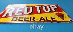 Vintage Red Top Beer Porcelain Drink Ale Brewery Service General Store Sign