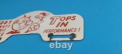 Vintage Reddy Kilowatt Electric Porcelain Gas Auto Sign License Plate Topper