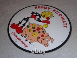 Vintage Reddy Kilowatt Piggy Bank Saves $$ 11 3/4 Porcelain Metal Gasoline Sign