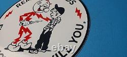 Vintage Reddy Kilowatt Porcelain Electricity Edison Gas Service Station Sign