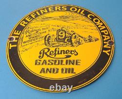 Vintage Refiners Oil Porcelain Gas Oil Service Station Refinery Pump Plate Sign