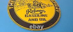 Vintage Refiners Oil Porcelain Gas Oil Service Station Refinery Pump Plate Sign