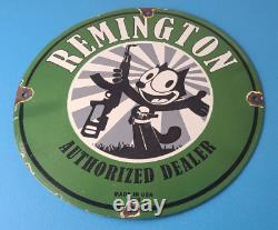 Vintage Remington Firearms Sign Felix the Cat Dealer Gas Pump Porcelain Sign
