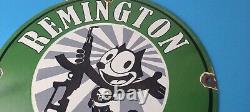Vintage Remington Firearms Sign Felix the Cat Dealer Gas Pump Porcelain Sign
