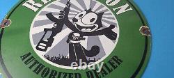 Vintage Remington Firearms Sign Felix the Cat Dealer Gas Pump Porcelain Sign