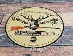 Vintage Remington Porcelain Rifle & Ammo 12 Point Buck Deer Service Sales Sign