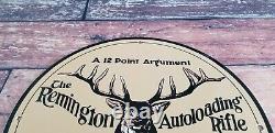 Vintage Remington Porcelain Rifle & Ammo 12 Point Buck Deer Service Sales Sign