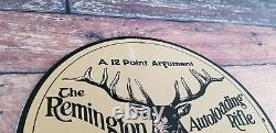 Vintage Remington Porcelain Rifle & Ammo 12 Point Buck Deer Service Sales Sign