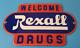 Vintage Rexall Drugs Porcelain Sign General Store Country Gas Pump Plate Sign