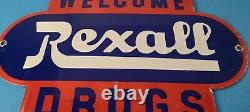 Vintage Rexall Drugs Porcelain Sign General Store Country Gas Pump Plate Sign