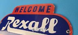 Vintage Rexall Drugs Porcelain Sign General Store Country Gas Pump Plate Sign