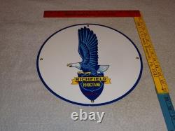 Vintage Richfield Eagle Hi Octane Gasoline 11 3/4 Porcelain Metal Gas Oil Sign
