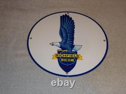 Vintage Richfield Eagle Hi Octane Gasoline 11 3/4 Porcelain Metal Gas Oil Sign