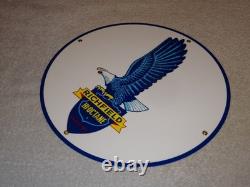 Vintage Richfield Eagle Hi Octane Gasoline 11 3/4 Porcelain Metal Gas Oil Sign