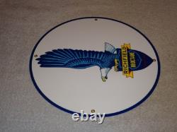 Vintage Richfield Eagle Hi Octane Gasoline 11 3/4 Porcelain Metal Gas Oil Sign