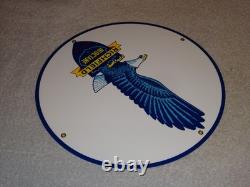 Vintage Richfield Eagle Hi Octane Gasoline 11 3/4 Porcelain Metal Gas Oil Sign