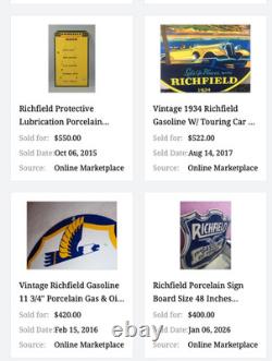 Vintage Richfield Eagle Hi Octane Gasoline 11 3/4 Porcelain Metal Gas Oil Sign