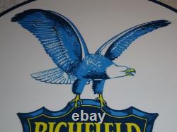 Vintage Richfield Eagle The Power Gasoline 11 3/4 Porcelain Metal Gas Oil Sign