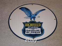 Vintage Richfield Eagle The Power Gasoline 11 3/4 Porcelain Metal Gas Oil Sign