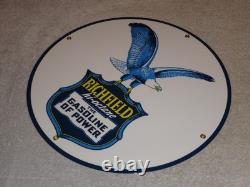 Vintage Richfield Eagle The Power Gasoline 11 3/4 Porcelain Metal Gas Oil Sign