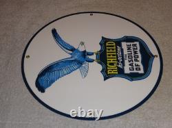 Vintage Richfield Eagle The Power Gasoline 11 3/4 Porcelain Metal Gas Oil Sign