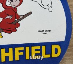 Vintage Richfield Gasoline Porcelain Sign Gas Station Pump Plate Casper Ghost