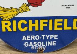 Vintage Richfield Gasoline Porcelain Sign Gas Station Pump Plate Casper Ghost