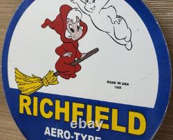 Vintage Richfield Gasoline Porcelain Sign Gas Station Pump Plate Casper Ghost