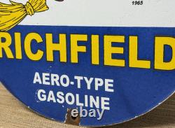 Vintage Richfield Gasoline Porcelain Sign Gas Station Pump Plate Casper Ghost