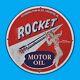 Vintage Rocket Motor Oil Gas Station Service Man Cave Oil Porcelain Sign