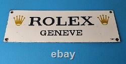 Vintage Rolex Luxury Watches Porcelain Gas Service Sales Store Front Sign