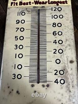 Vintage Round House Overalls Thermometer Sign Railroad Train Barn Farm Gas Oil