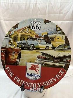 Vintage Route 66 MobilGas Gasoline & Oil Metal Sign