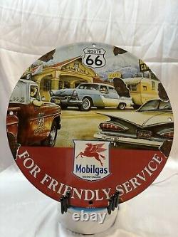 Vintage Route 66 MobilGas Gasoline & Oil Metal Sign