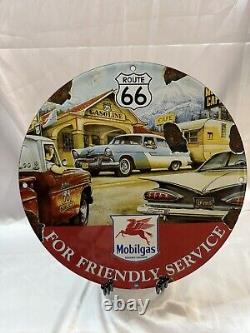 Vintage Route 66 MobilGas Gasoline & Oil Metal Sign