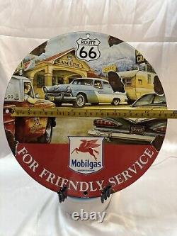 Vintage Route 66 MobilGas Gasoline & Oil Metal Sign