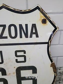 Vintage Route 66 Porcelain Sign Us Arizona Highway Shield Gas Road Oil Service