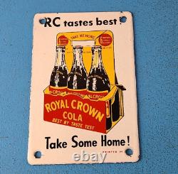 Vintage Royal Crown Cola Porcelain Gas Service Station Pump Plate Beverage Sign