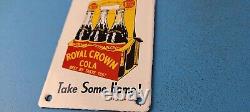 Vintage Royal Crown Cola Porcelain Gas Service Station Pump Plate Beverage Sign