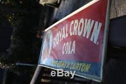 Vintage Royal Crown Cola metal embossed advertising sign 18x54 Very Rare