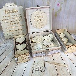 Vintage Rustic Wedding Wish Box Guest Book Alternative Drop in Box Wishes Wood