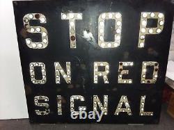 Vintage STOP ON RED SIGNAL RAILROAD RR Train SIGN