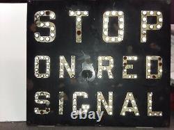 Vintage STOP ON RED SIGNAL RAILROAD RR Train SIGN