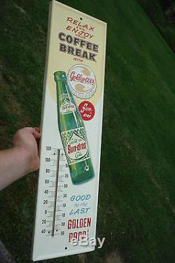 Vintage SUN DROP Golden Cola Thermometer Sign Coffee Break Rare NICE SHAPE