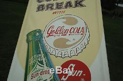 Vintage SUN DROP Golden Cola Thermometer Sign Coffee Break Rare NICE SHAPE