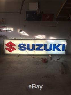 Vintage SUZUKI Motorcycle Dealer Sign Lighted HUGE 12'x3' GSX-R BUSA TL RM GS DR
