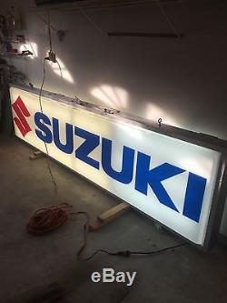 Vintage SUZUKI Motorcycle Dealer Sign Lighted HUGE 12'x3' GSX-R BUSA TL RM GS DR